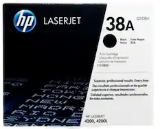 **HP LASERJET Q1338A 38A**
- **Black / Tinta Negra / Noire / 黑色 / 打印碳粉**
- **Print Cartridge / Cartouche d'Impression / Cartucho de Impresión / 打印碳粉**
- **Superior, professional results. Every time. / Des résultats professionnels et de qualité supérieure à chaque impression. / Calidad superior, resultados profesionales. En todo momento.**
- **HP LASERJET 4200, 4200L**