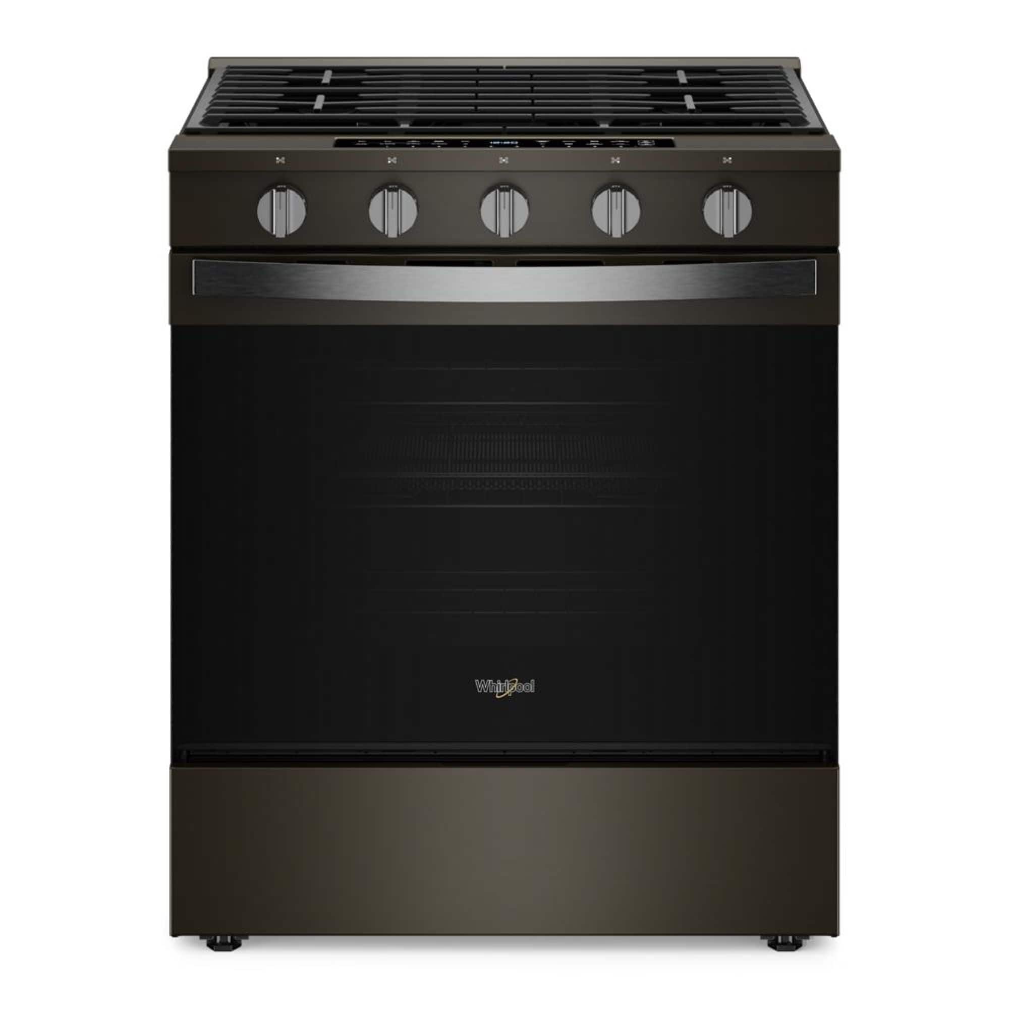 Whirlpool - 5.3 Cu. Ft. Slide-In Gas True Convection Range with Steam Clean and Air Cooking Technology, EZ 2 Lift Grates - Black Stainless Steel - Front_Zoom