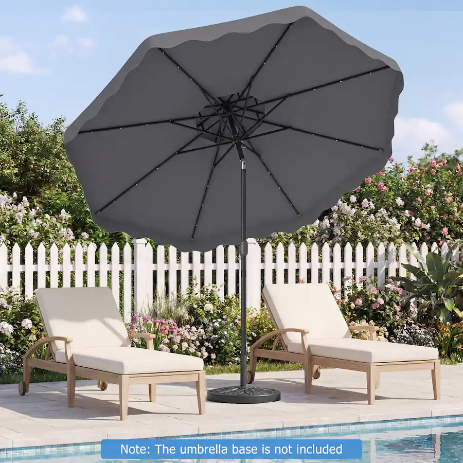 Push Button Support Gymax 9 FT Solar LED Patio Umbrella Push Button Tilt & Crank 24 LED ...
