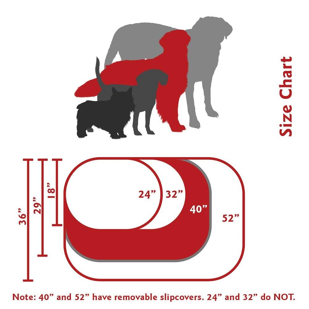 Chart Size: 18" 24" 32" 29" 40" 36" 52"

Note: 40" and 52" have removable slipcovers. 24" and 32" do NOT.