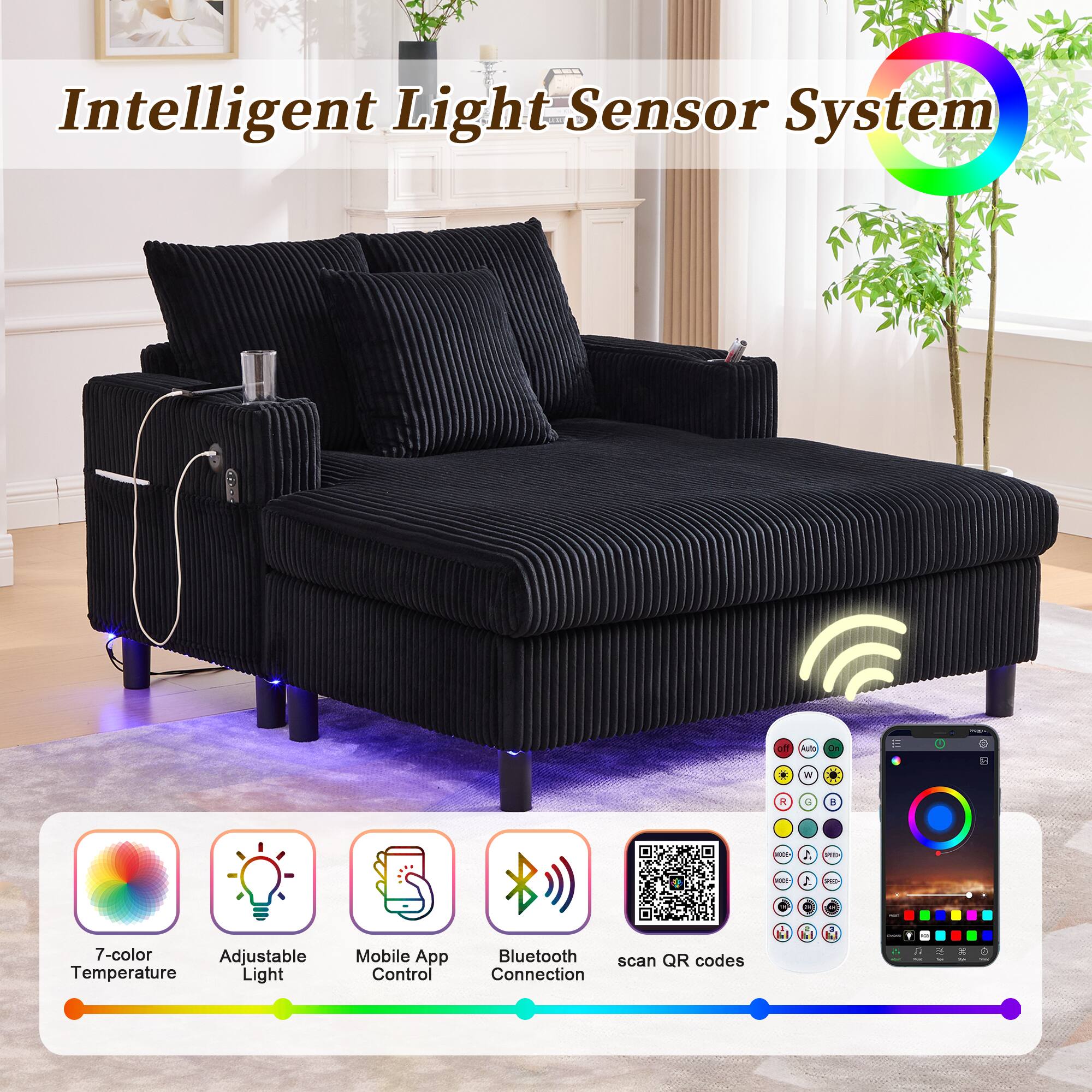 Intelligent Light Sensor System

- 7-color Adjustable Temperature Light
- Mobile App Control
- Bluetooth Connection
- Scan QR codes