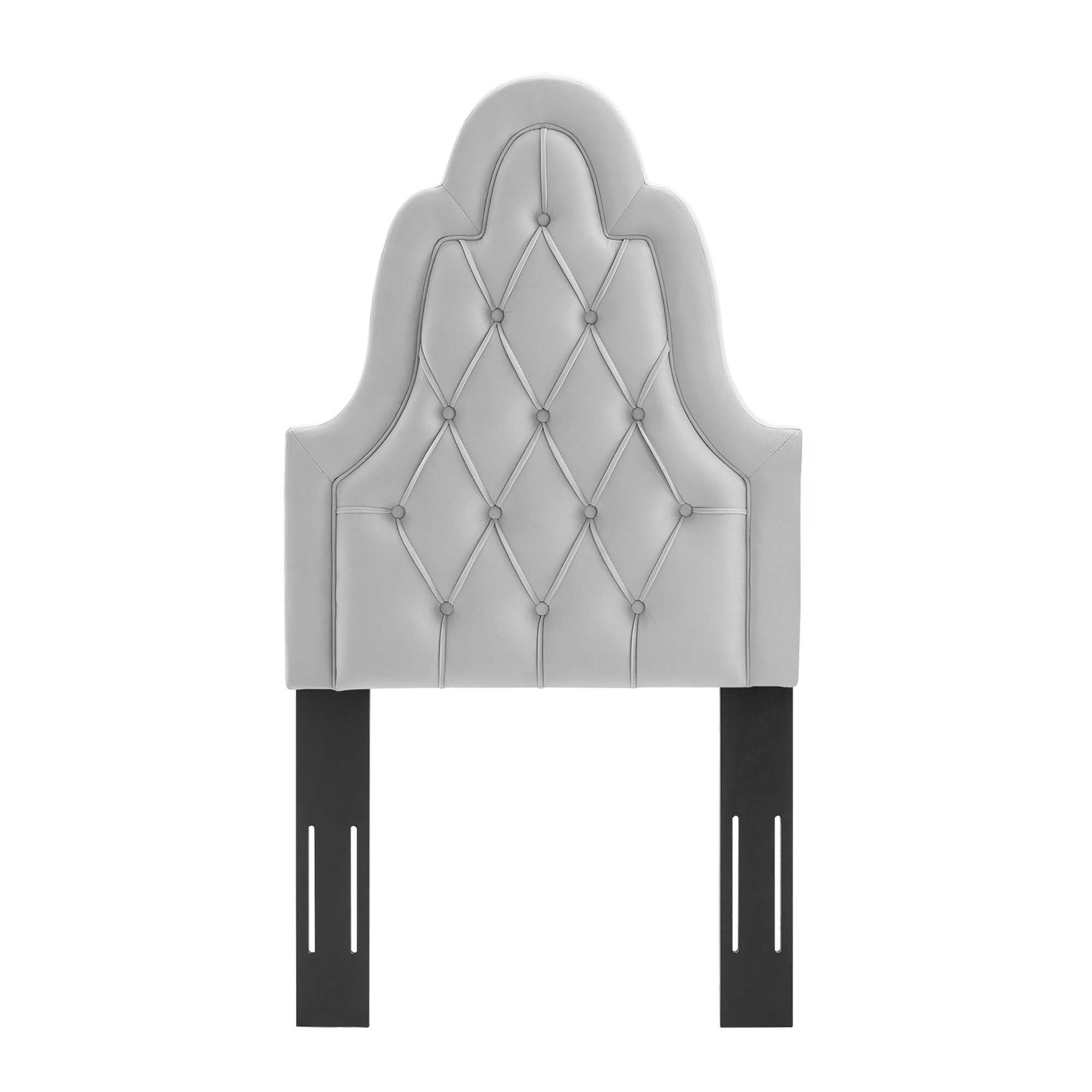 Alt View 1. Modway - Augustine Tufted Performance Velvet Twin Headboard by Modway - Light Gray.