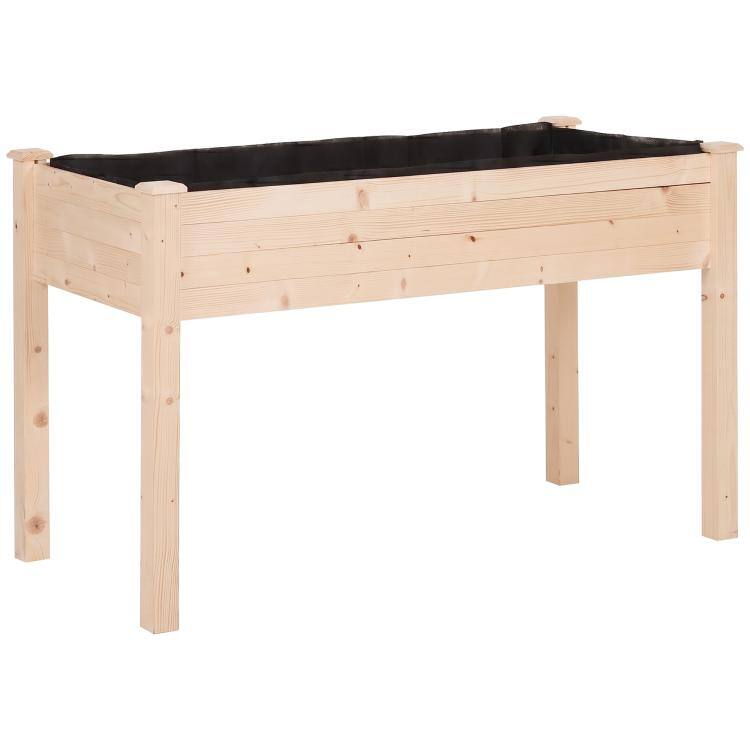 Alt View 10. PULUZ - Raised Garden Bed with Legs, 48 inch x 22 inch x 30 inch, Elevated Wooden Planter Box, Self-Draining with Bed Liner - Natural.