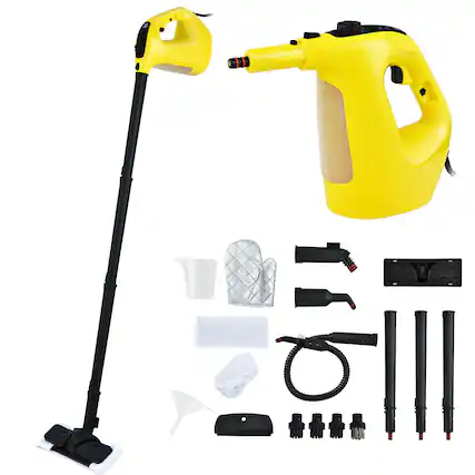 Front. Costway - Costway 1400W Multipurpose Pressurized Steam Cleaner Mop W/ 17 Pieces Accessories - Yellow.