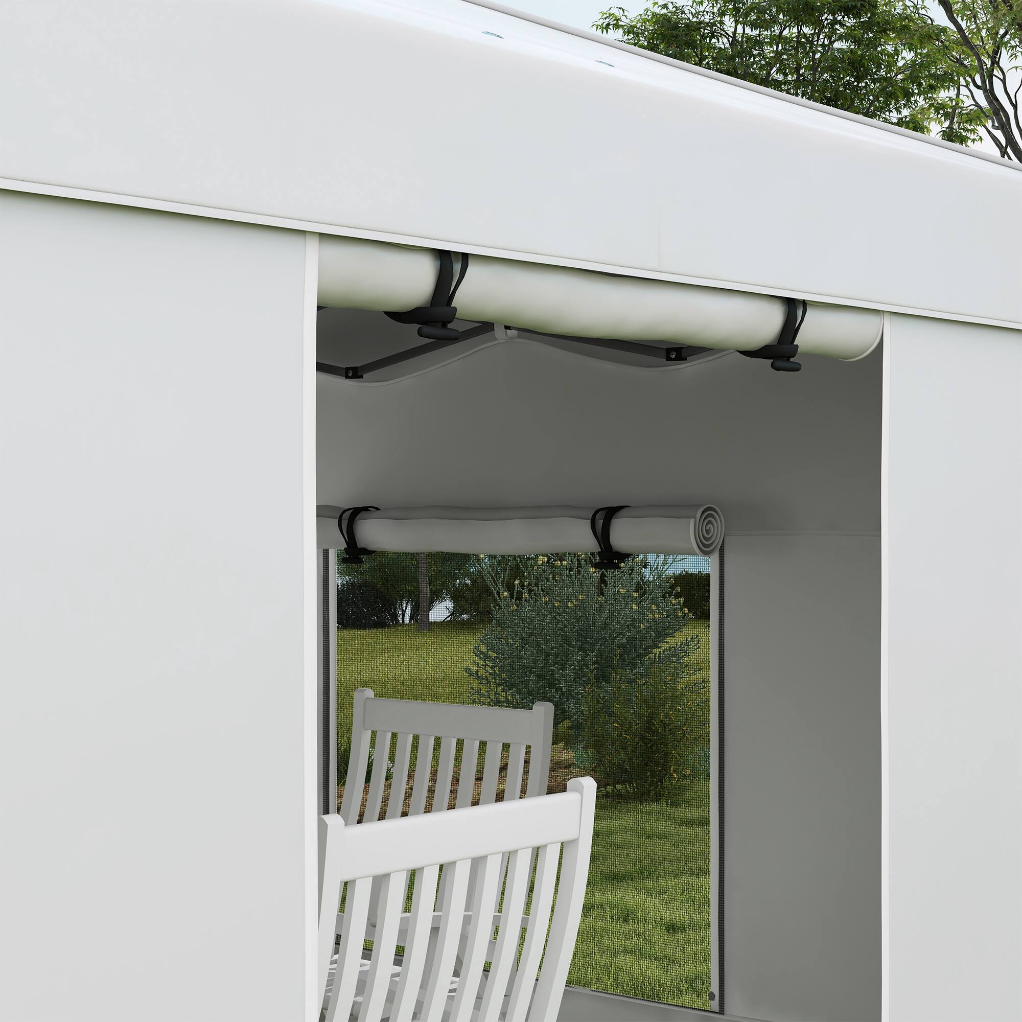 Alt View 4. Outsunny - Outsunny 9.7' x 9.7' Pop Up Canopy with Sidewalls, Portable Canopy Tent with 2 Mesh Windows - White.