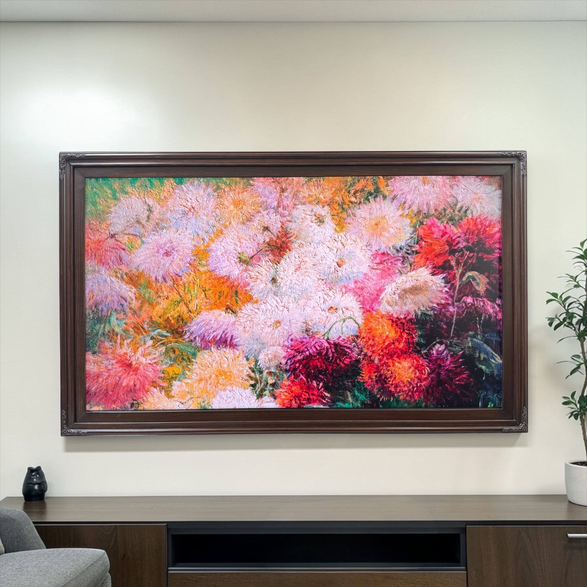 Alt View 10. LAREDO FRAME FACTORY - 75 inch Hisense Canvas TV Ornate frame, Canvas TV by Hisense - DARK WALNUT.