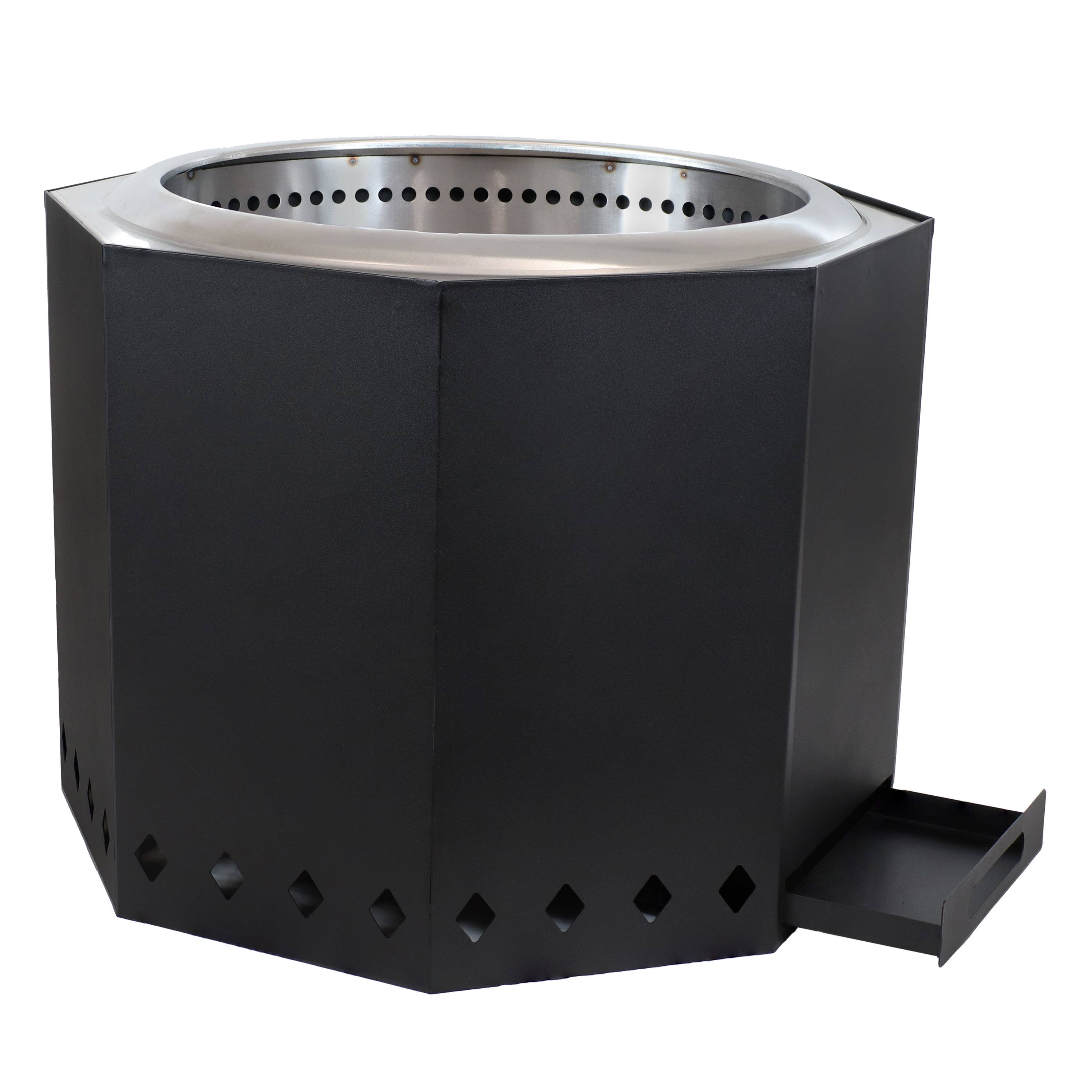 Alt View 7. Sunnydaze - 21.5 in Octagon Steel Smokeless Fire Pit with Log Poker - Black.