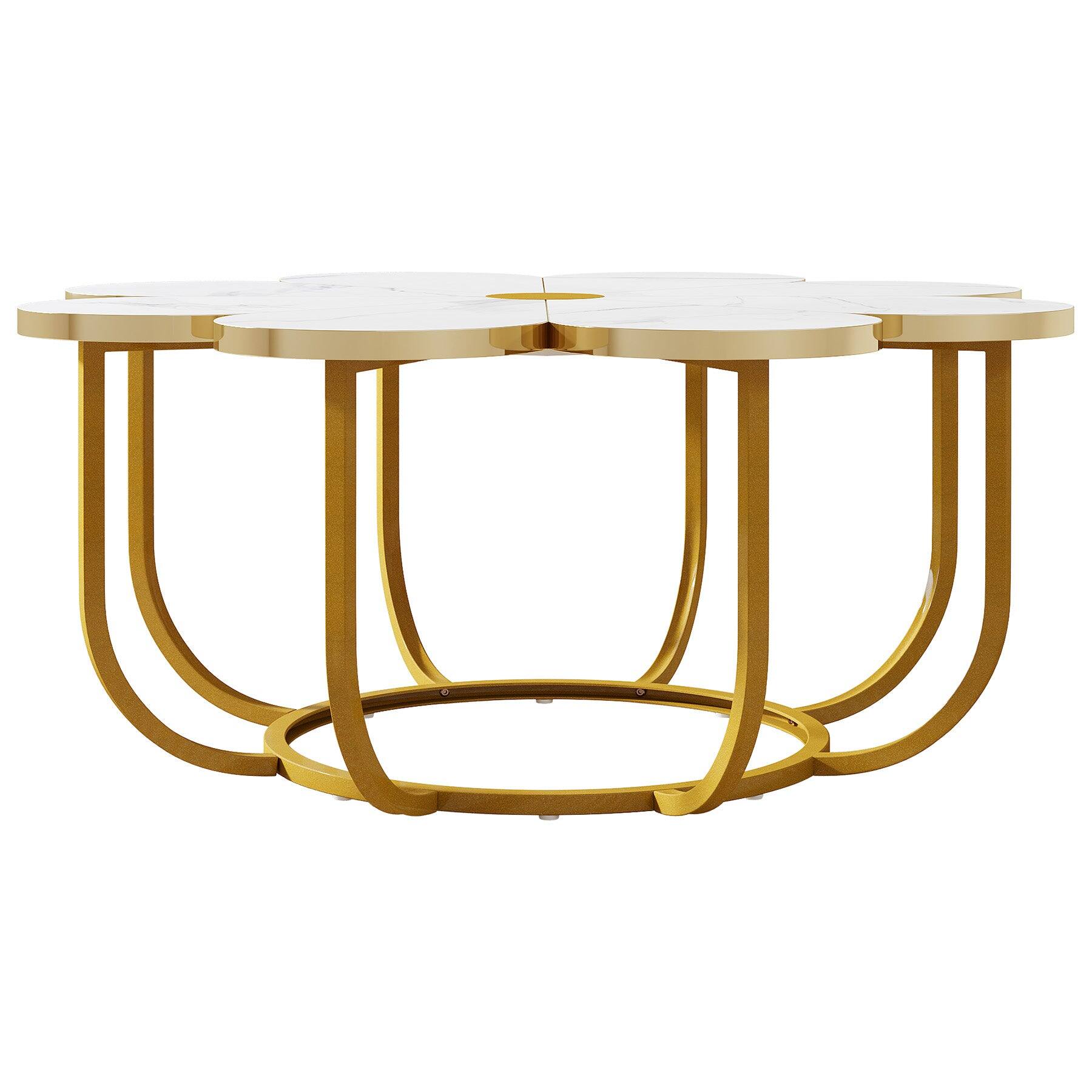 Alt View 5. Tribesigns - Modern Coffee Table with Metal Frame and Adjustable Feet for Books, Drinks and Everyday Essentials - White.