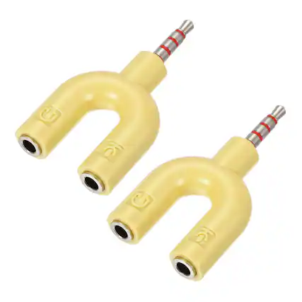 Front. Unique Bargains - 2pcs Headset Mic Splitter Adapter, 3.5mm Male to Dual Female Y Splitter Mic & Audio Jack for PC/Laptop/Smartphone - Yellow.