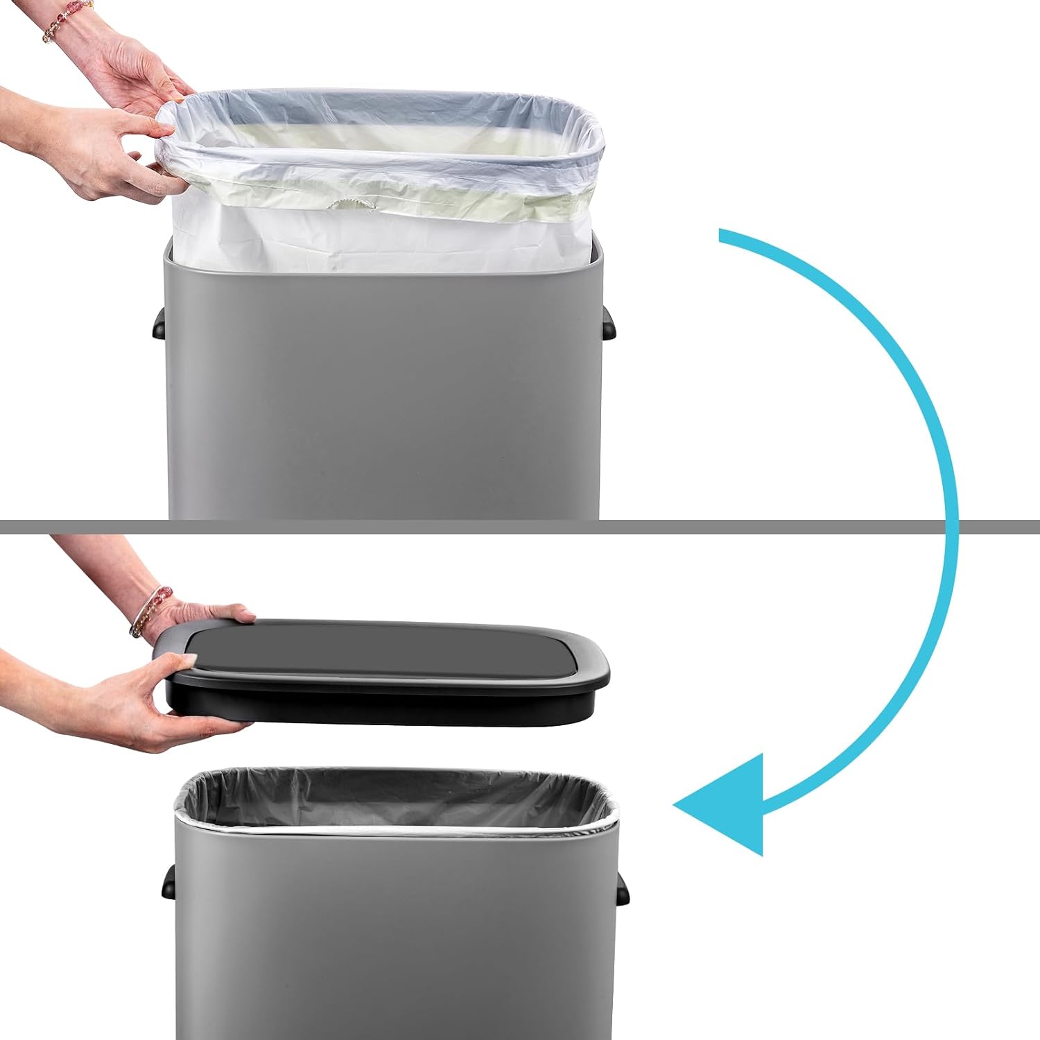 Alt View 5. Babevy - 14.5 Gal / 55l Motion Sensor Trash Can with Touchless Soft-Close Lid, Stainless Steel Automatic Garbage Bin - Grey.