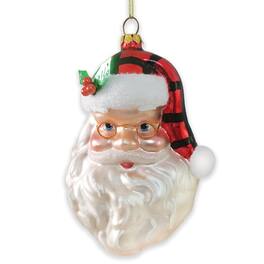OrnamentallyYou - Cheerful Santa Head Sparkling Glass Christmas Ornament - Multi-colored