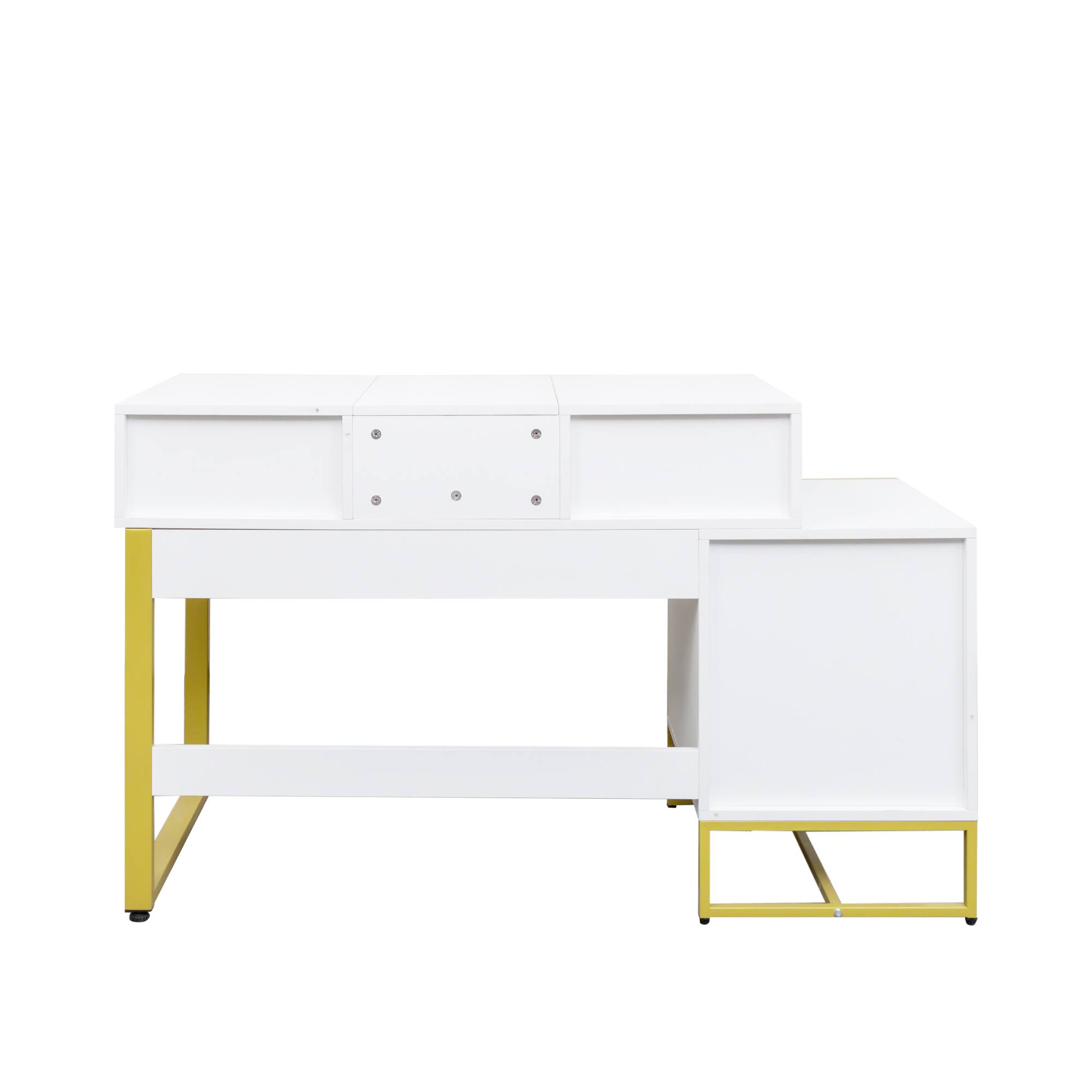 Alt View 1. APRILSOUL - Makeup Vanity Set with Mirror Dresser Table with Nightstand with 4 Drawers - White.