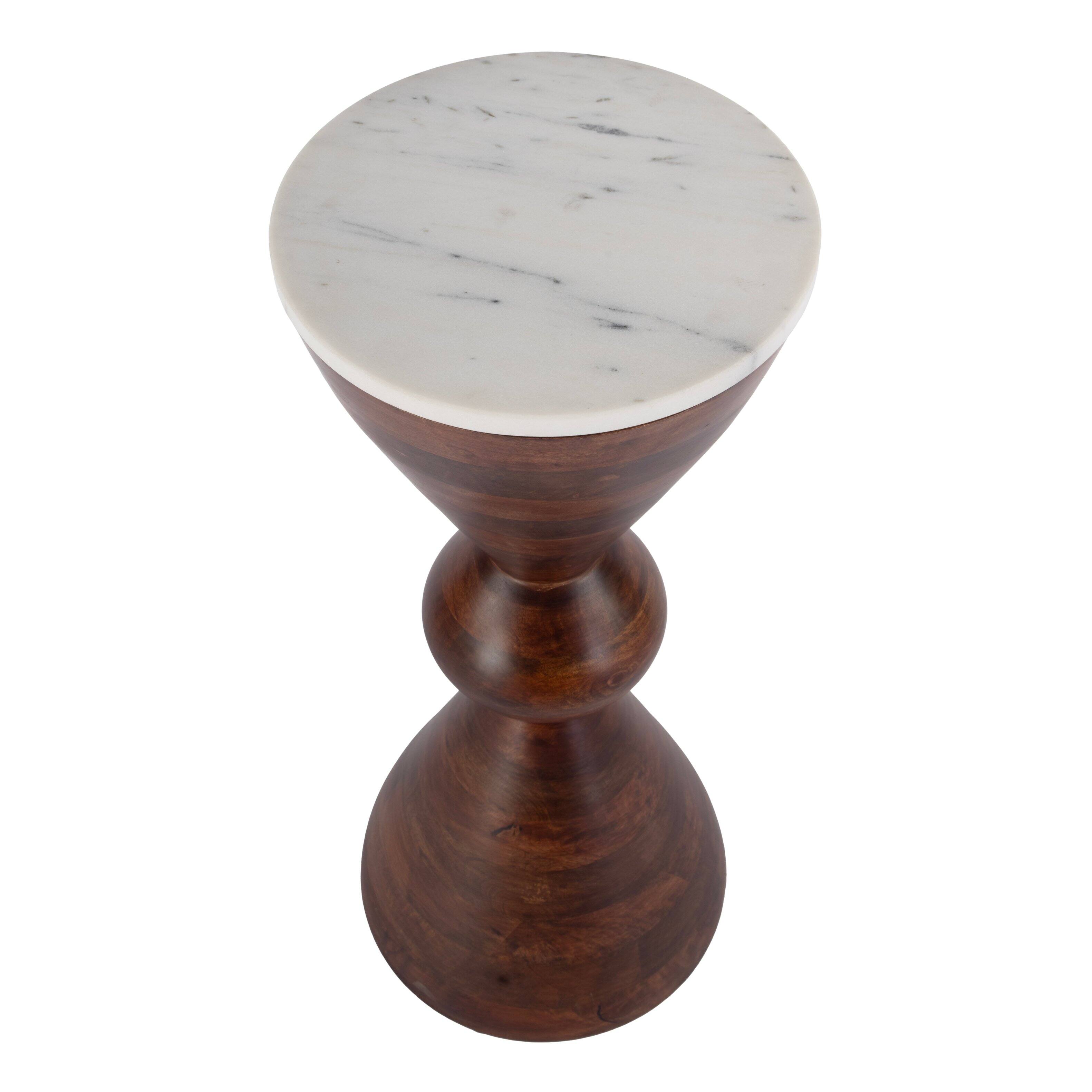 Alt View 2. Butler Specialty - Amra 12 in. W Round Marble and Wood Side Table - Brown.