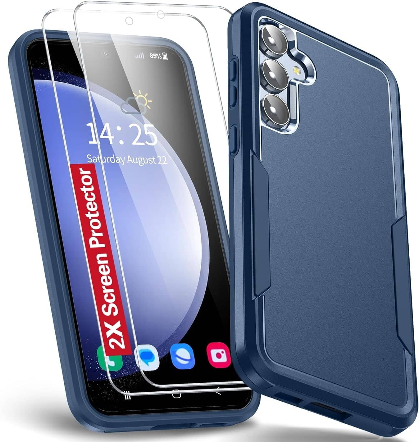 Entronix - Galaxy A05s Protection Bundle - Dual-Layer Case with 2 Screen Protectors - Blue
