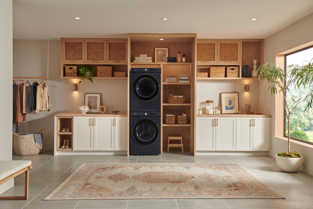 Alt View 25. Samsung - Open Box BESPOKE 7.6 Cu. Ft. Stackable Smart Gas Dryer with Steam and AI Optimal Dry - Brushed Navy.