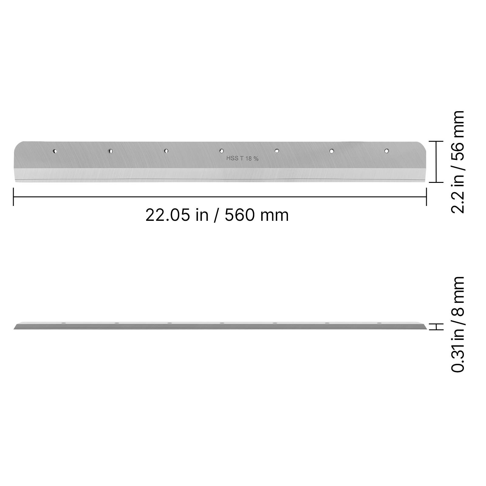 HSS T 18 %  
22.05 in / 560 mm  
2.2 mm  
8 H  
0.31 in / 8 mm