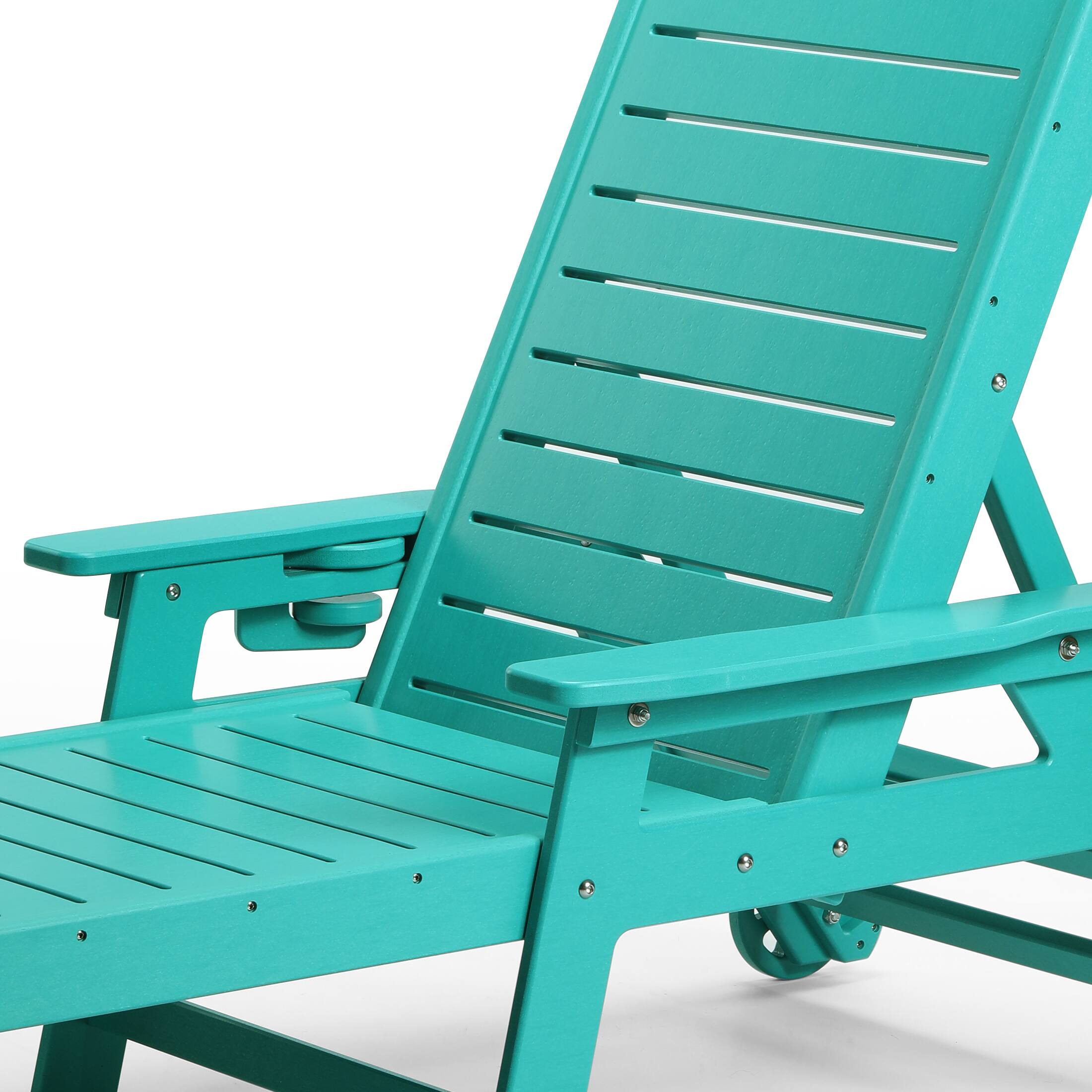 Alt View 3. WestinTrends - WestinTrends Aruba Outdoor HDPE Patio Chaise Lounge With Wheels & Cup Holder - Turquoise.