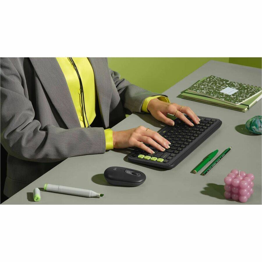 Alt View 3. Logitech - Logitech POP ICON KEYS Wireless Bluetooth Keyboard, Comfortable Typing, Programmable Keys, Easy-Switch Between up to 3 - Graphite,Green.