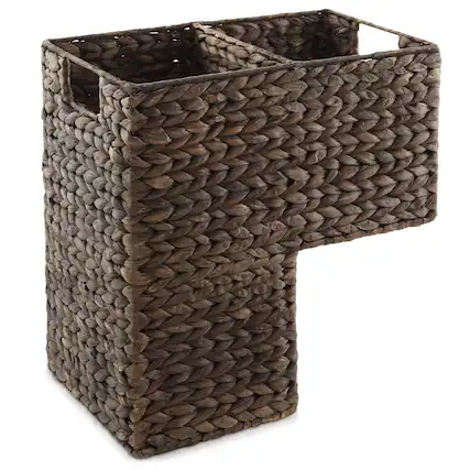 Front. Casafield - Stair Basket w/ Handles for Staircases - Woven Organizer Bin for Steps - Espresso - Hyacinth.