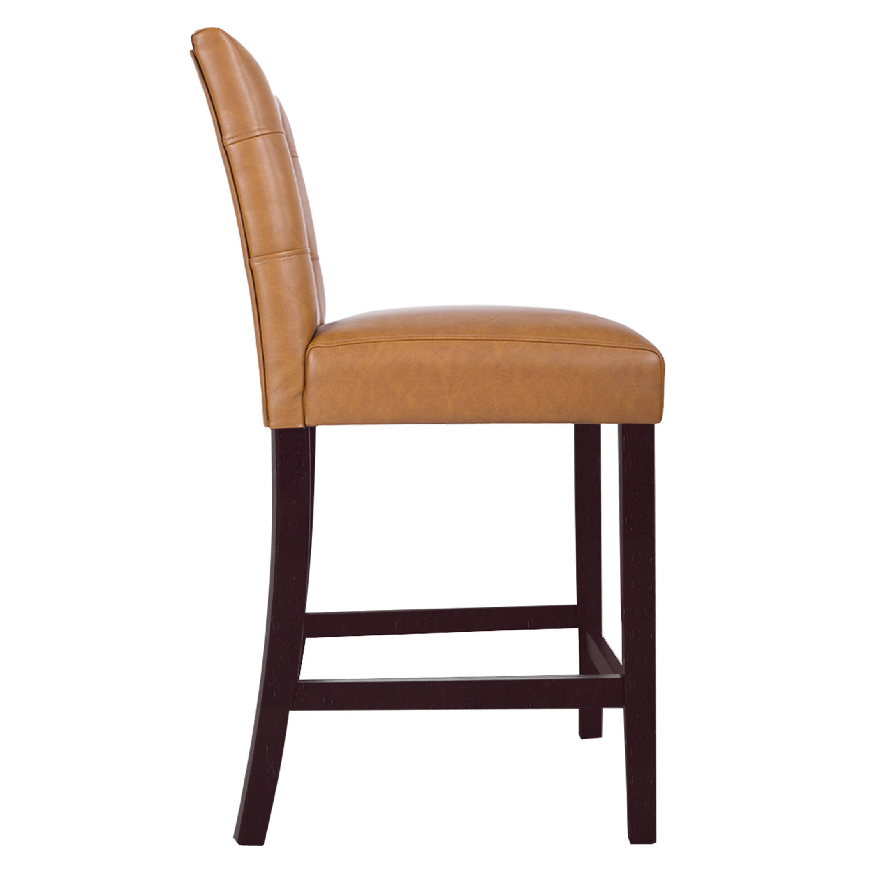 Manhattan Lane Popa Counter Stool Chair Set of 2, Brown Faux Leather ...