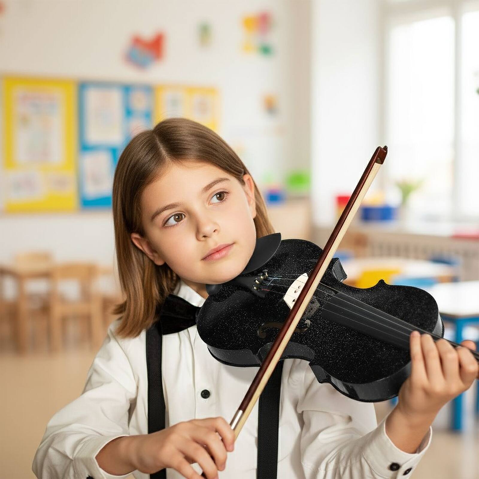 Angle. Winado - Violin for Beginners Students, Acoustic Violins 4/4, Full Size Fiddle Kit with Case, Bow, Rosin, Adult Teens Age 11+.