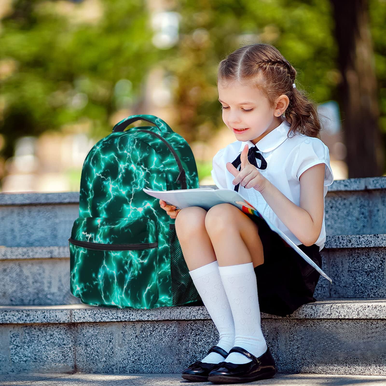 Alt View 2. Cozy Serene - Teal Backpack For Cool Lightning Durable Casual Basic Bookbag Green Lightweight School Bag Teens Students Travel Daypack - Soccer.