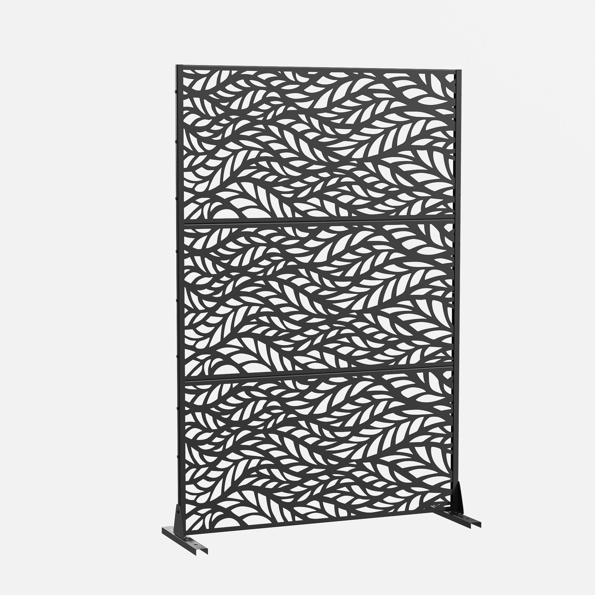 Angle. PexFix - 72 in. x 47 in. Spring Pattern Metal Outdoor Privacy Screen & Panels, Freestanding Garden Divider Fence - Black.