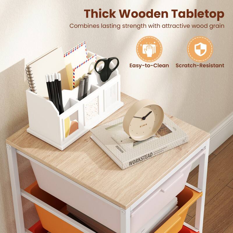 Thick Wooden Tabletop  
Combines lasting strength with attractive wood grain  
Easy-to-Clean  
Scratch-Resistant