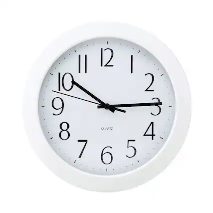 Front. Universal - UNV10461 12 in. Overall Diameter Whisper Quiet Clock - White Case - White.