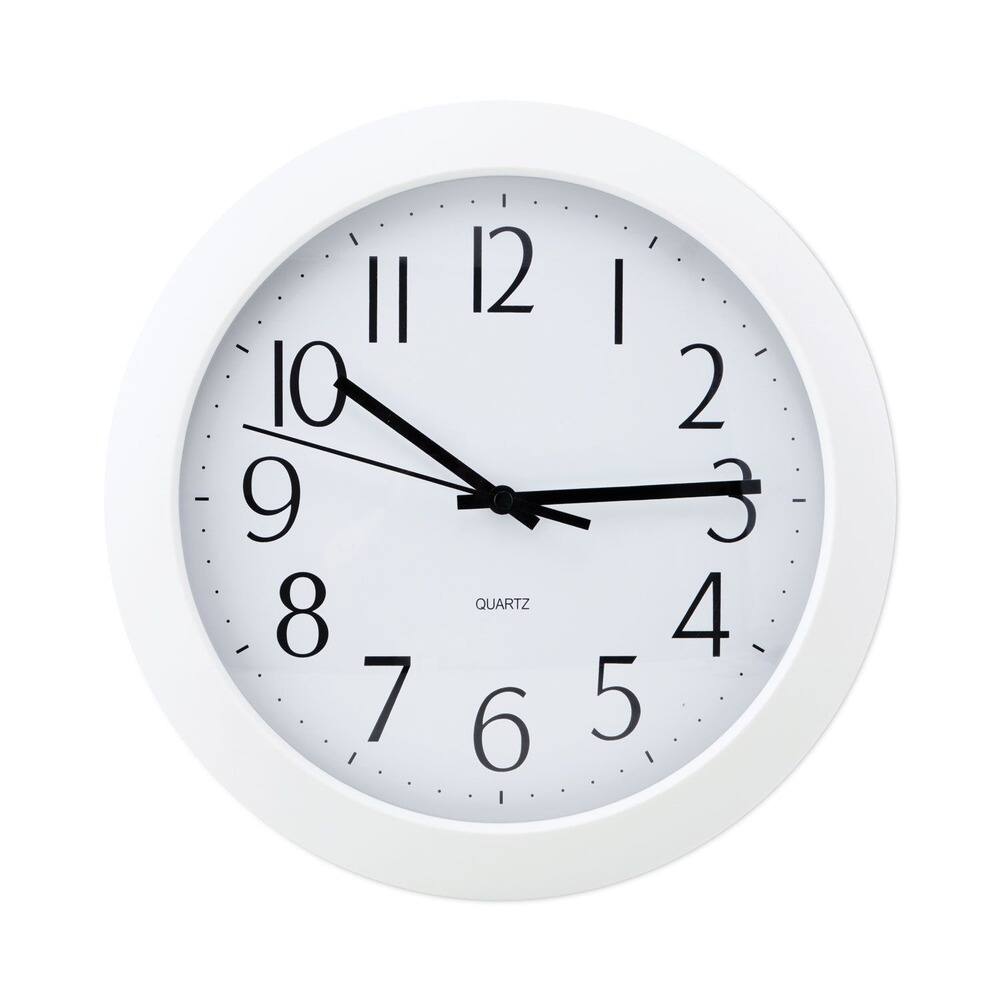 Front. Universal - UNV10461 12 in. Overall Diameter Whisper Quiet Clock - White Case - White.