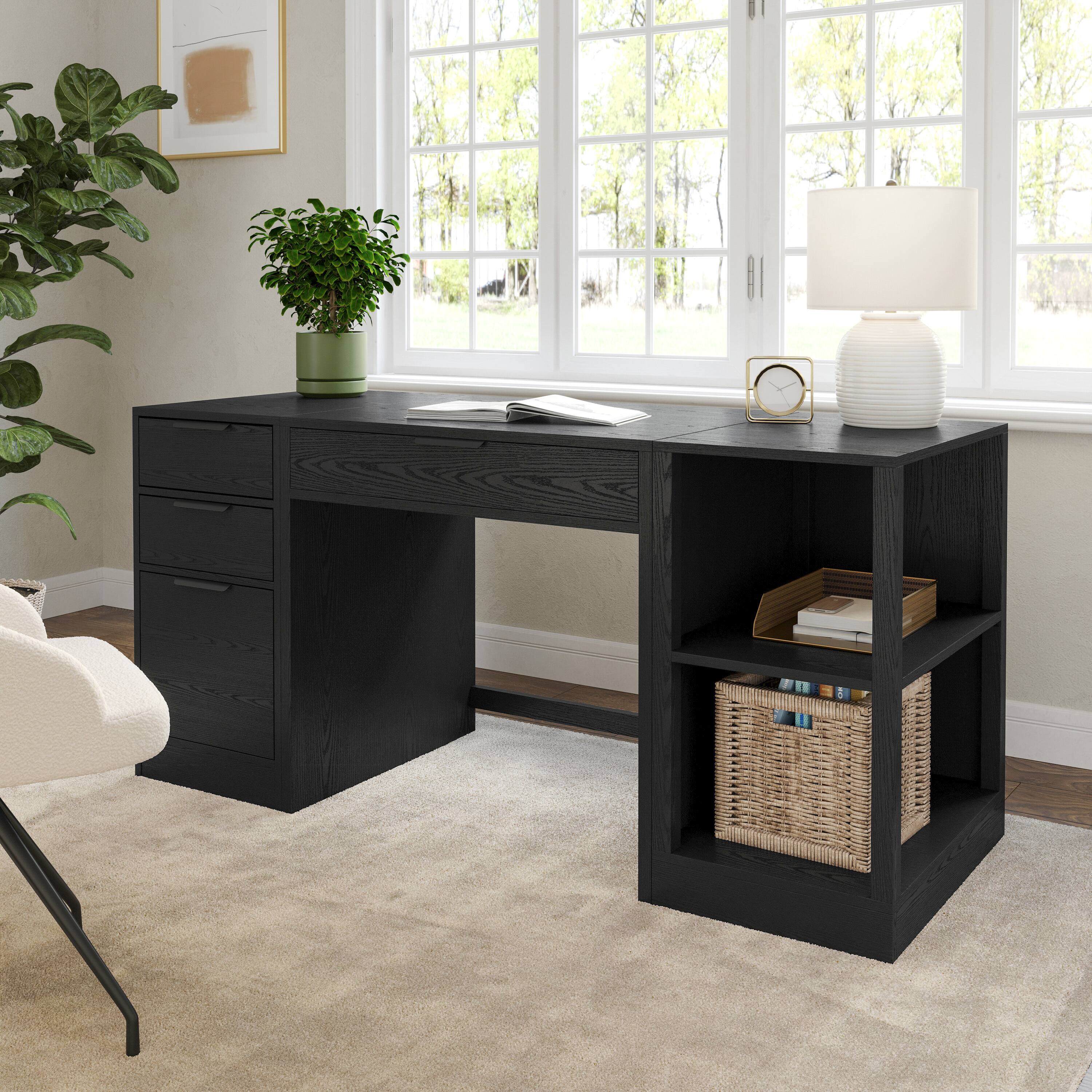 Alt View 1. Martha Stewart - Kayden Modular Desk, 2-Tier Shelf & File Cabinet - Black.
