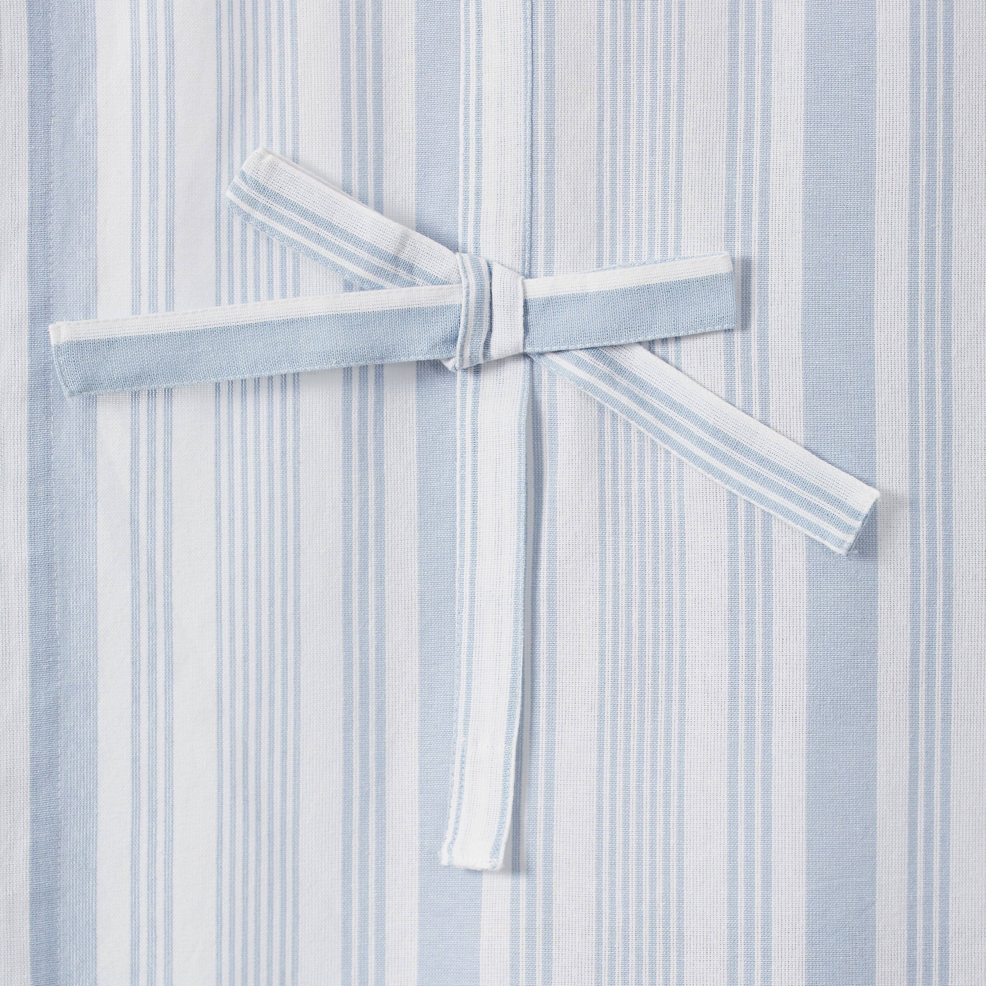 Back. Kate Aurora - Kate Aurora Country Farmhouse Cotton Striped Tie Up Window Curtain - 63 in. Long - Blue - Blue.