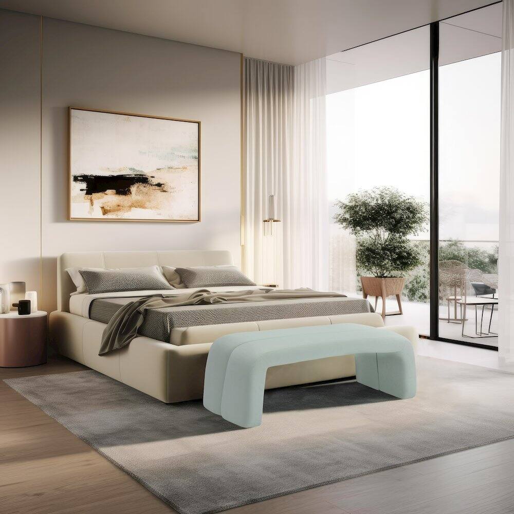 Alt View 1. Meridian Furniture - Arc Mint Vegan Leather Bench - Blue.