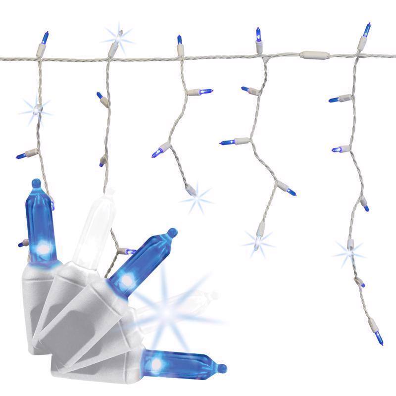 Angle. Celebrations - Celebrations Platinum LED T5 Blue/Pure White 100 ct Icicle Christmas Lights 9.5 ft..