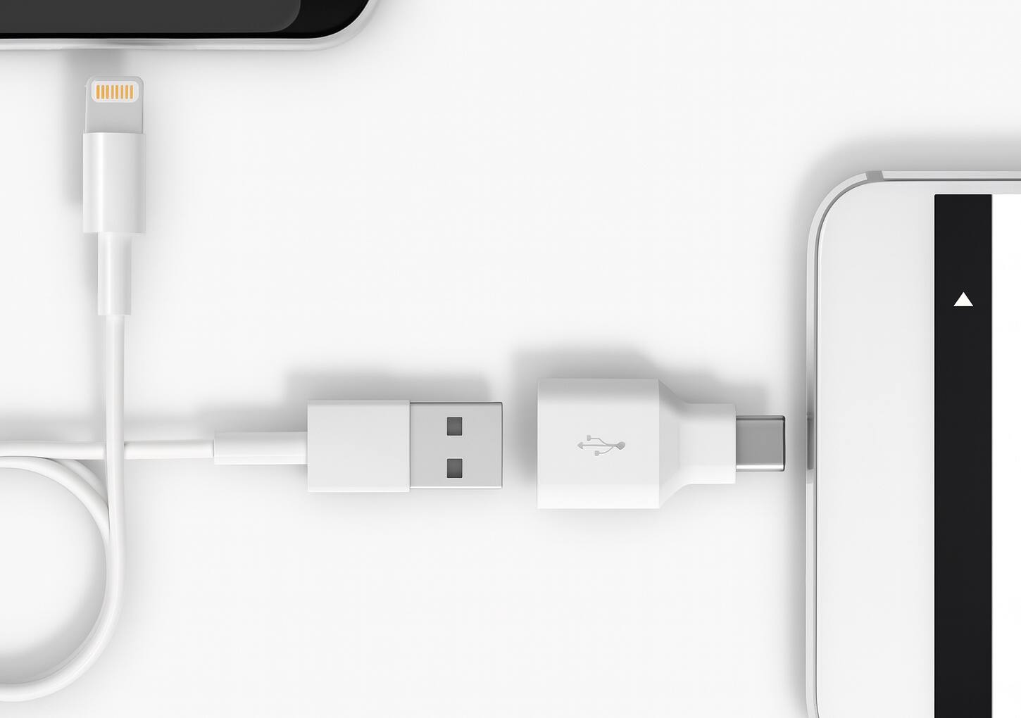 Alt View 2. Google - Google USB Type-C to USB Standard-A OTG Adapter (Type-C Male to Type-A Female) - White - White.