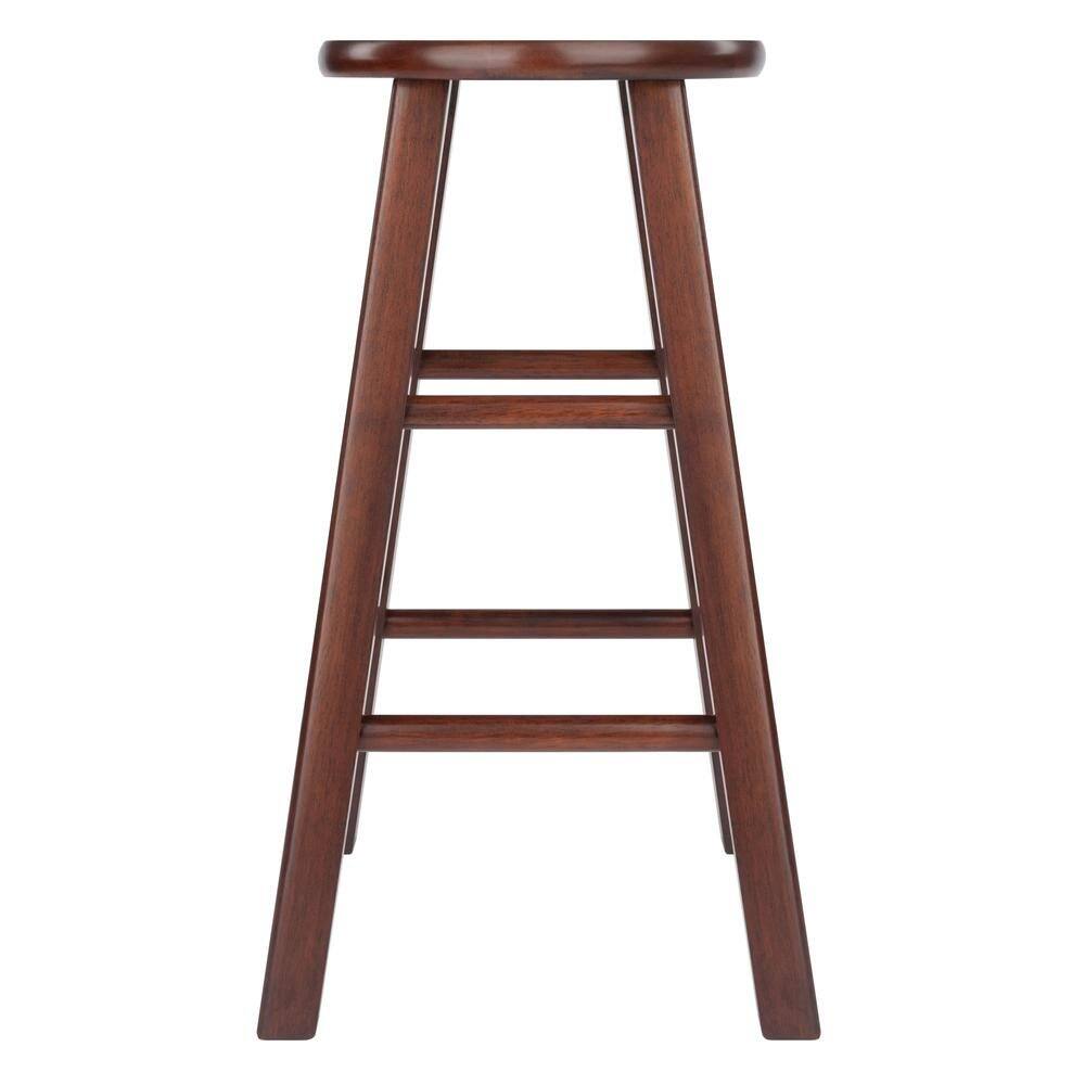 Back. FurniFact - Walnut Solid Wood Kitchen Stools Set of 2, Bar Chairs for Counter Seating - Walnut.