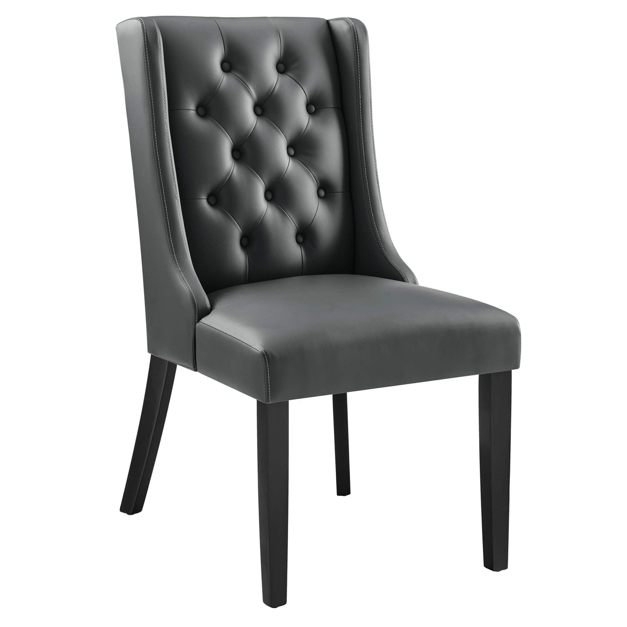 Baronet Button Tufted Vegan Leather Dining Chair by Modway - Gray