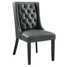 Baronet Button Tufted Vegan Leather Dining Chair by Modway - Gray