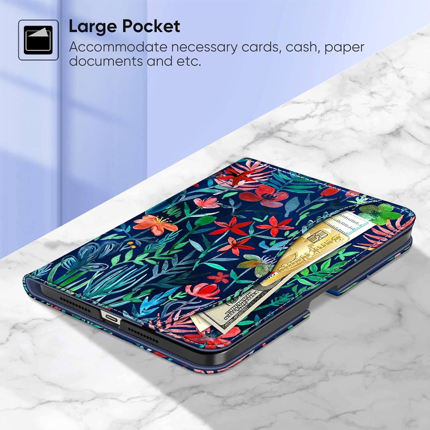 Large Pocket  
Accommodate necessary cards, cash, paper documents and etc.