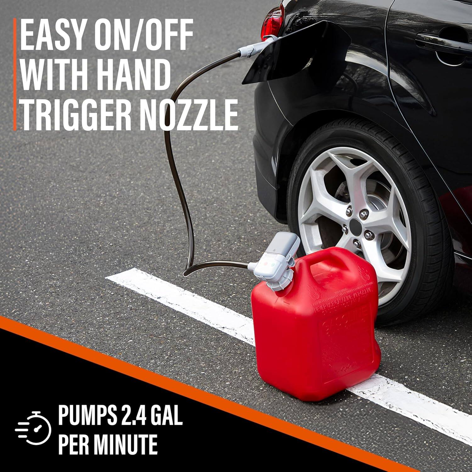EASY ON/OFF WITH HAND TRIGGER NOZZLE  
PUMPS 2.4 GAL PER MINUTE