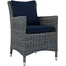 Summon Dining Outdoor Patio Sunbrella® Armchair by Modway - Canvas Navy