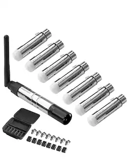 VEVOR - DMX Wireless Receiver, 7 Receivers & 1 Transmitter, 2.4G ISM Band, 656 ft Transmission Range, with Bag and Adapter - Silver