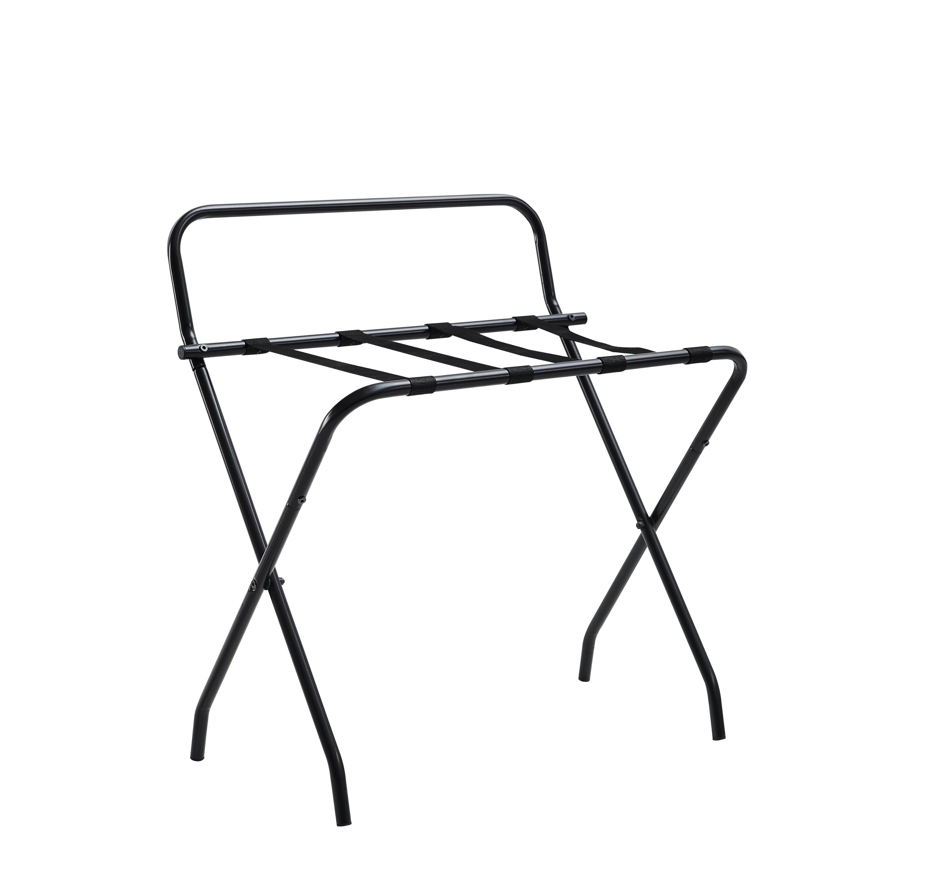 Kings Brand Furniture - Foldable Luggage Rack with Straps Heavy Duty Suitcase Stand - Black