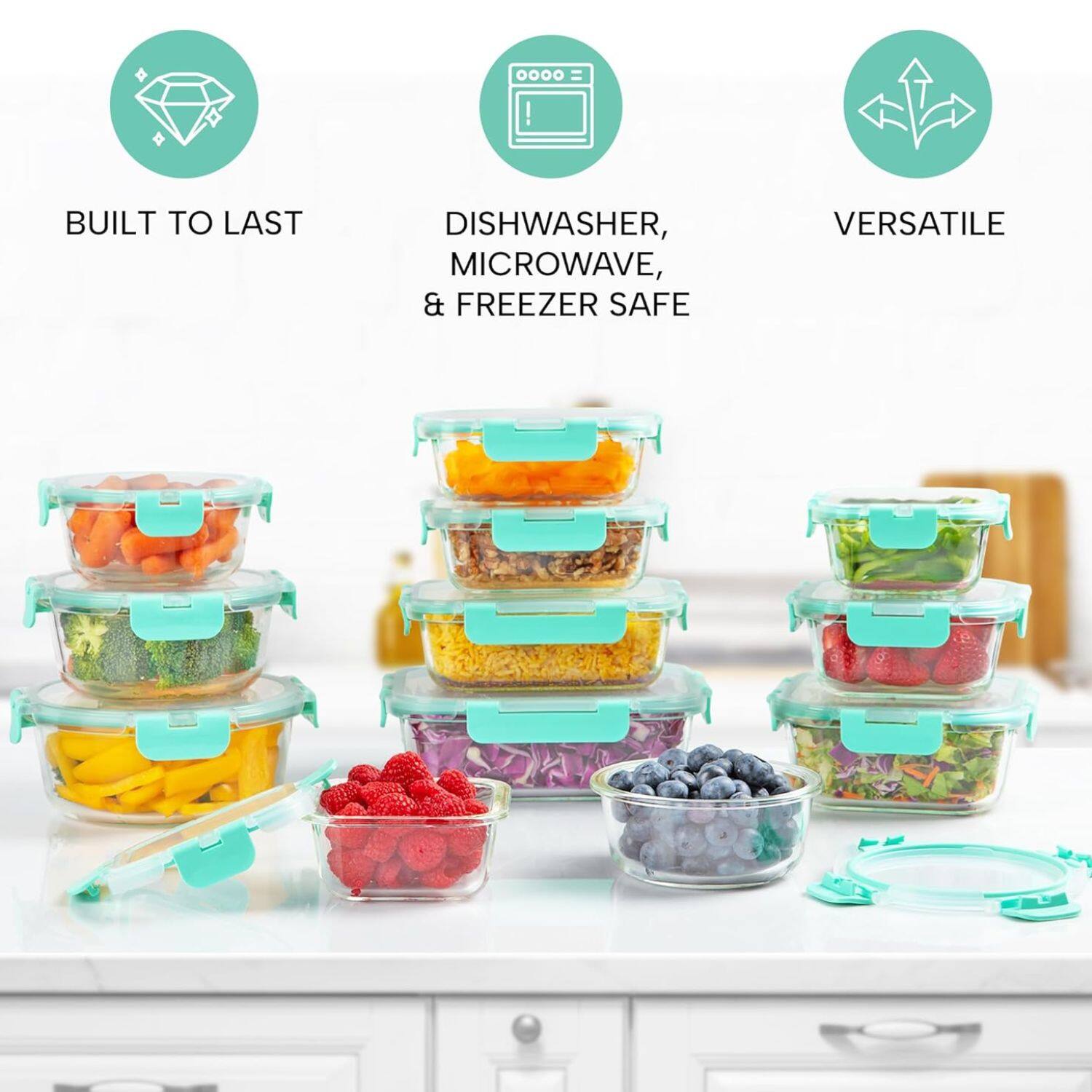 BUILT TO LAST, DISHWASHER, MICROWAVE, & FREEZER SAFE, VERSATILE