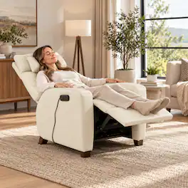 Human Touch - Vesta ZG Leather Zero Gravity Recliner with Heat & Vibration Massage - Cream