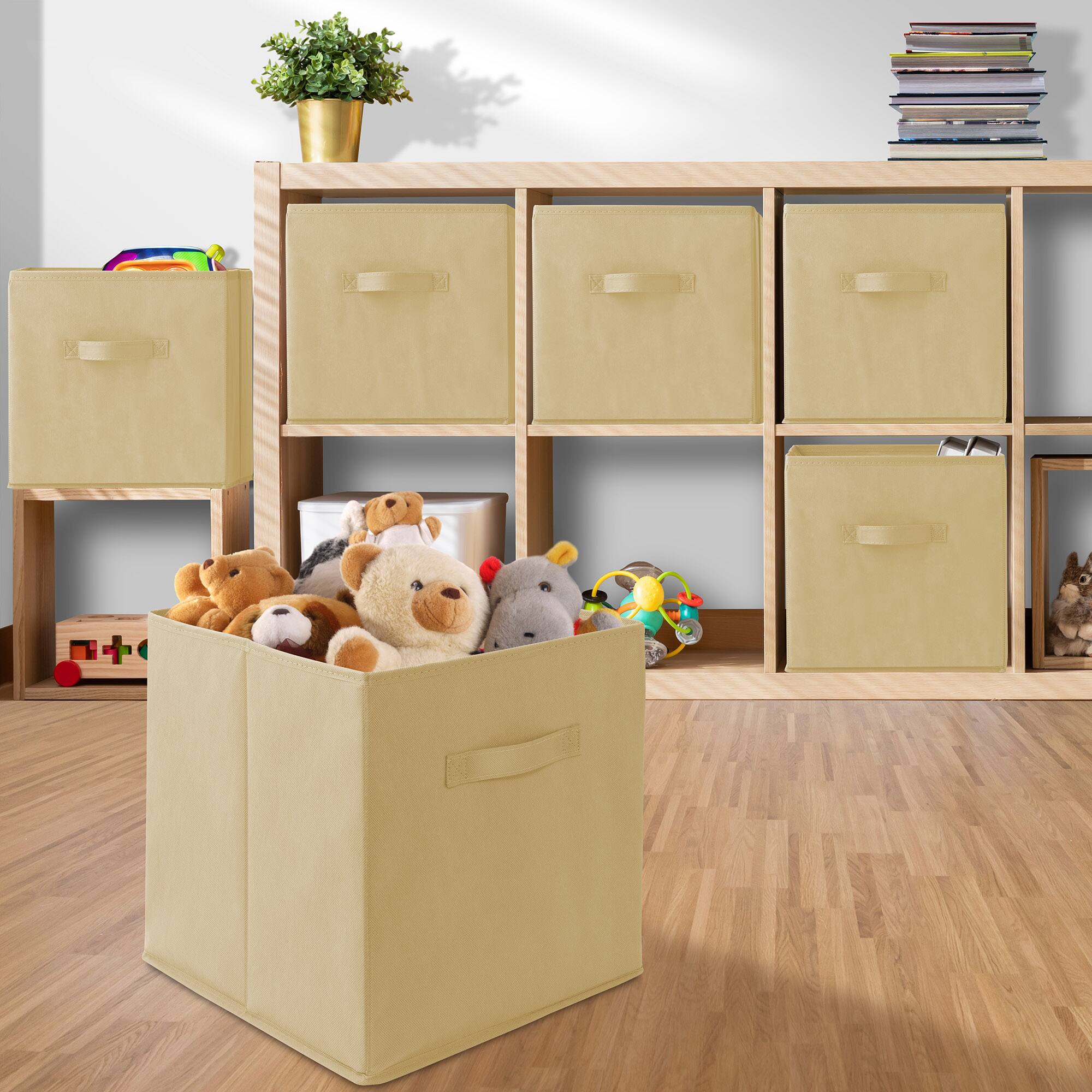 Alt View 4. Casafield - (Set of 6) Collapsible Fabric Cubes - Storage Bins - Sand.