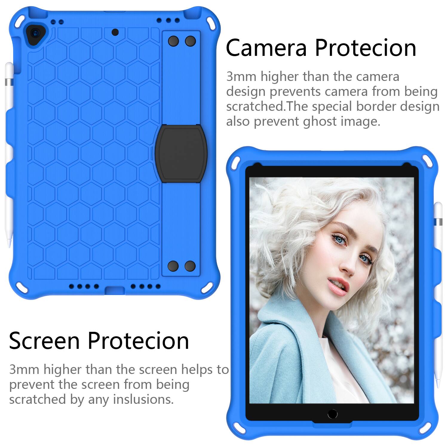 Camera Protection  
3mm higher than the camera design prevents camera from being scratched. The special border design also prevents ghost image.

Screen Protection  
3mm higher than the screen helps to prevent the screen from being scratched by any inclusions.