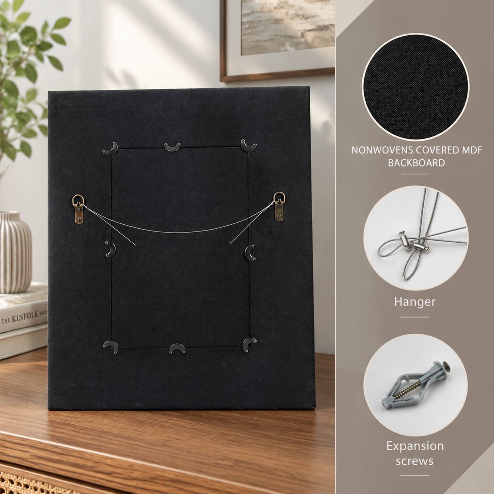 NONWOVENS COVERED MDF BACKBOARD  
THE KINFOLK  
Hanger  
Expansion screws