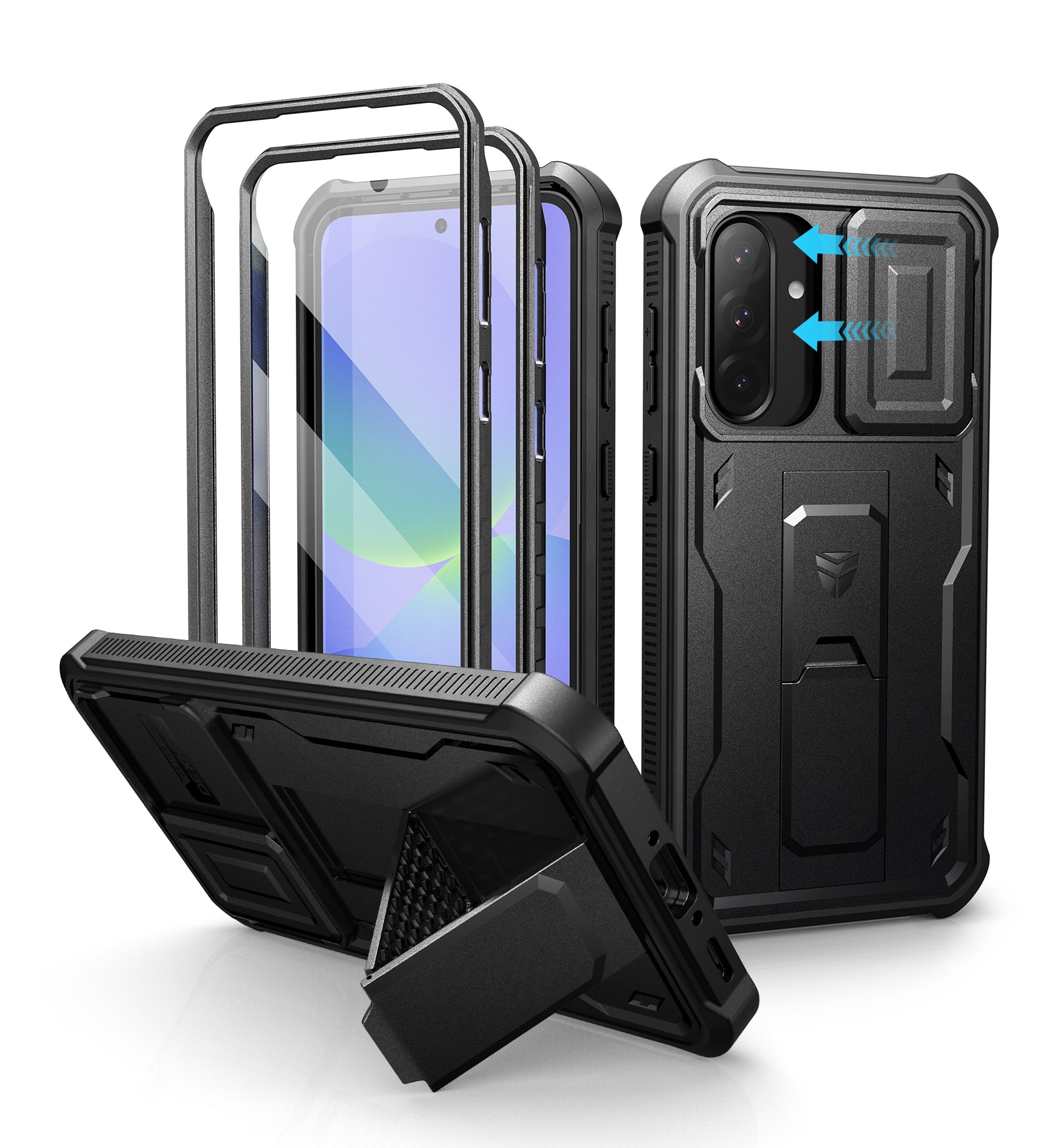 Front. dexnor - Dexnor Case for Samsung Galaxy A36, Slide Camera Cover & Kickstand with 2 Front Frame Screen Protector,Black - Black.