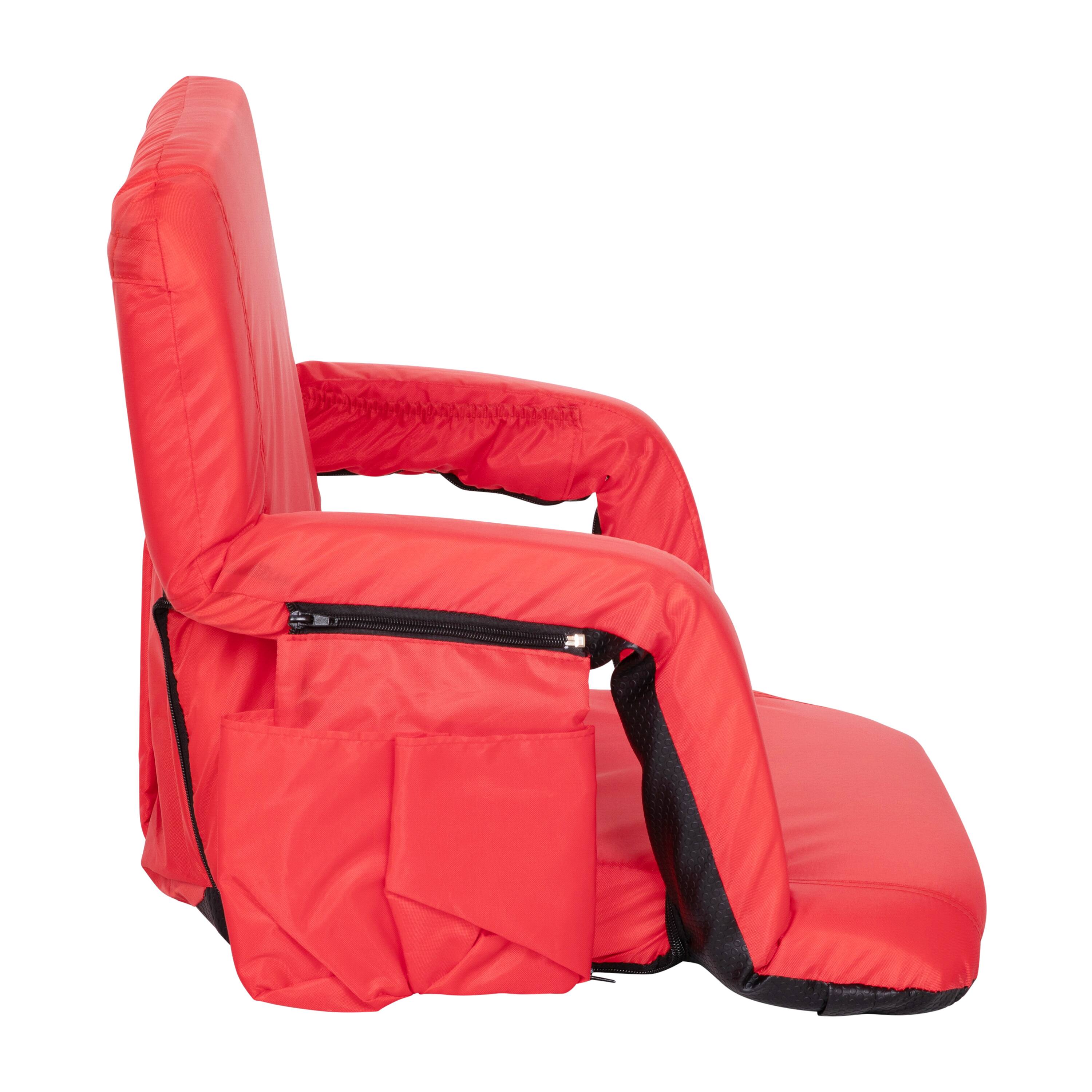 Alt View 8. Emma + Oliver - 5 Position Recline Extra Wide Padded Stadium Chair with Armrests - Red.